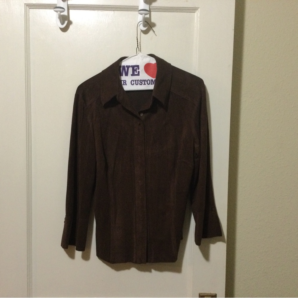 Brown Suede Button-Up Shirt
